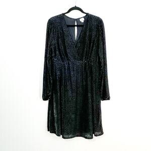 A New Day Velvet Burnout Dress Womens XL Babydoll Whimsigoth Fairy Grunge Dots
